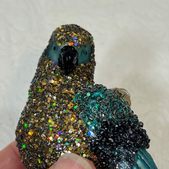 Glittered Blue Parrot Bird Christmas Tree Ornament 2.5"x 5" - Picture 7 of 14